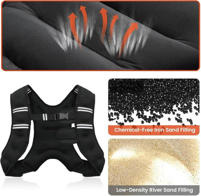 [New Deal] - Weighted Vest, 6Lb/8Lb/10Lb/12Lb/16Lb/20Lb/25Lb/30Lb Weight Vest for Men Women, Body Weight Vests Adjustable with Reflective Stripe for Strength Training, Running, Workout, Jogging, Walking