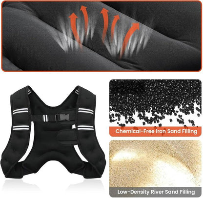 [New Deal] - Weighted Vest, 6Lb/8Lb/10Lb/12Lb/16Lb/20Lb/25Lb/30Lb Weight Vest for Men Women, Body Weight Vests Adjustable with Reflective Stripe for Strength Training, Running, Workout, Jogging, Walking