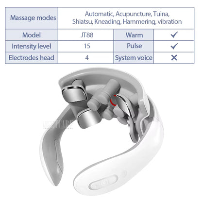Smart Back Neck Massager with Heating TENS Pulse Cervical Muscle Massage Wireless Shoulder Relief Pain Health Care