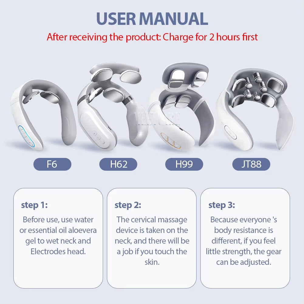 Smart Back Neck Massager with Heating TENS Pulse Cervical Muscle Massage Wireless Shoulder Relief Pain Health Care